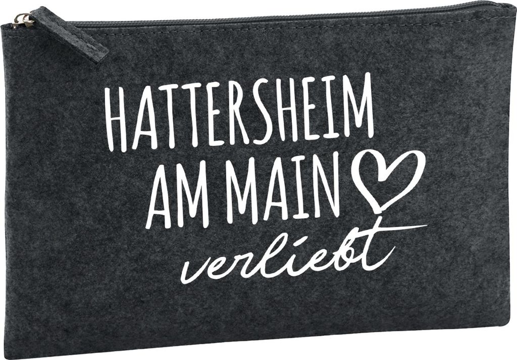 Huuraa Kulturbeutel Hattersheim am Main verliebt 1 Liter Charcoal Filz Kosmetiktasche Geschenkidee