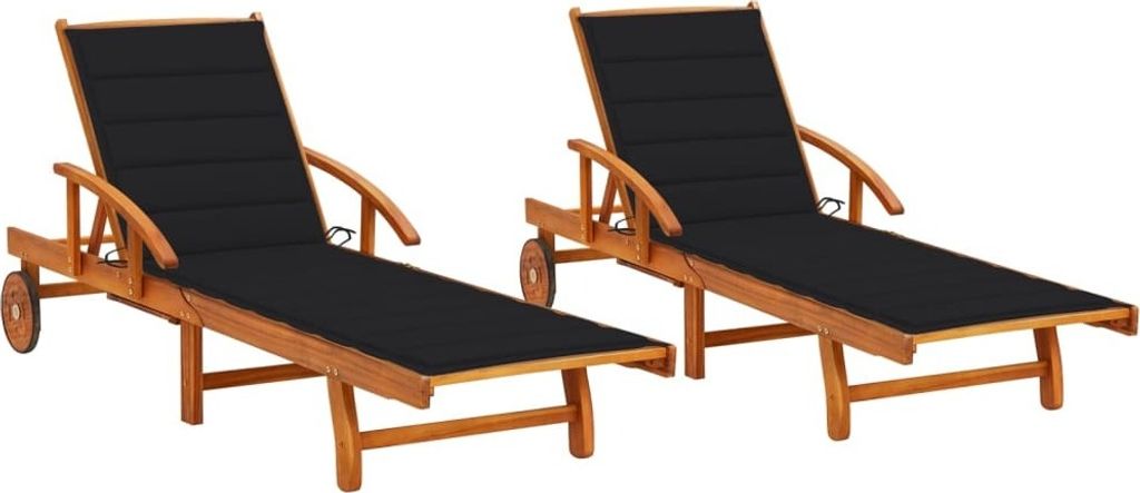 Maison Exclusive - Sonnenliegen 2 Stk. mit Auflagen Massivholz Akazie