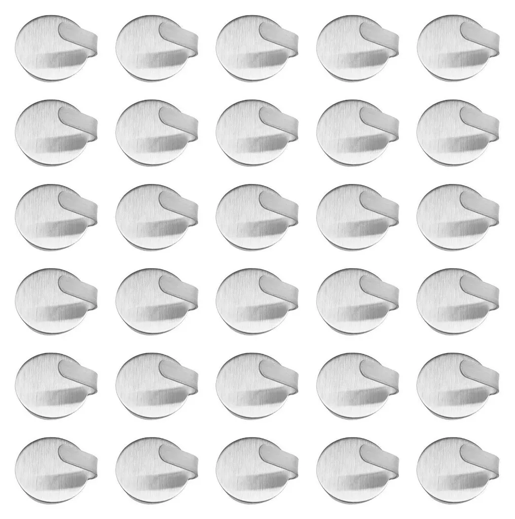 Lot de 30 Mini Crochets Adhésifs en Acier Inox Argentés sans Perçage