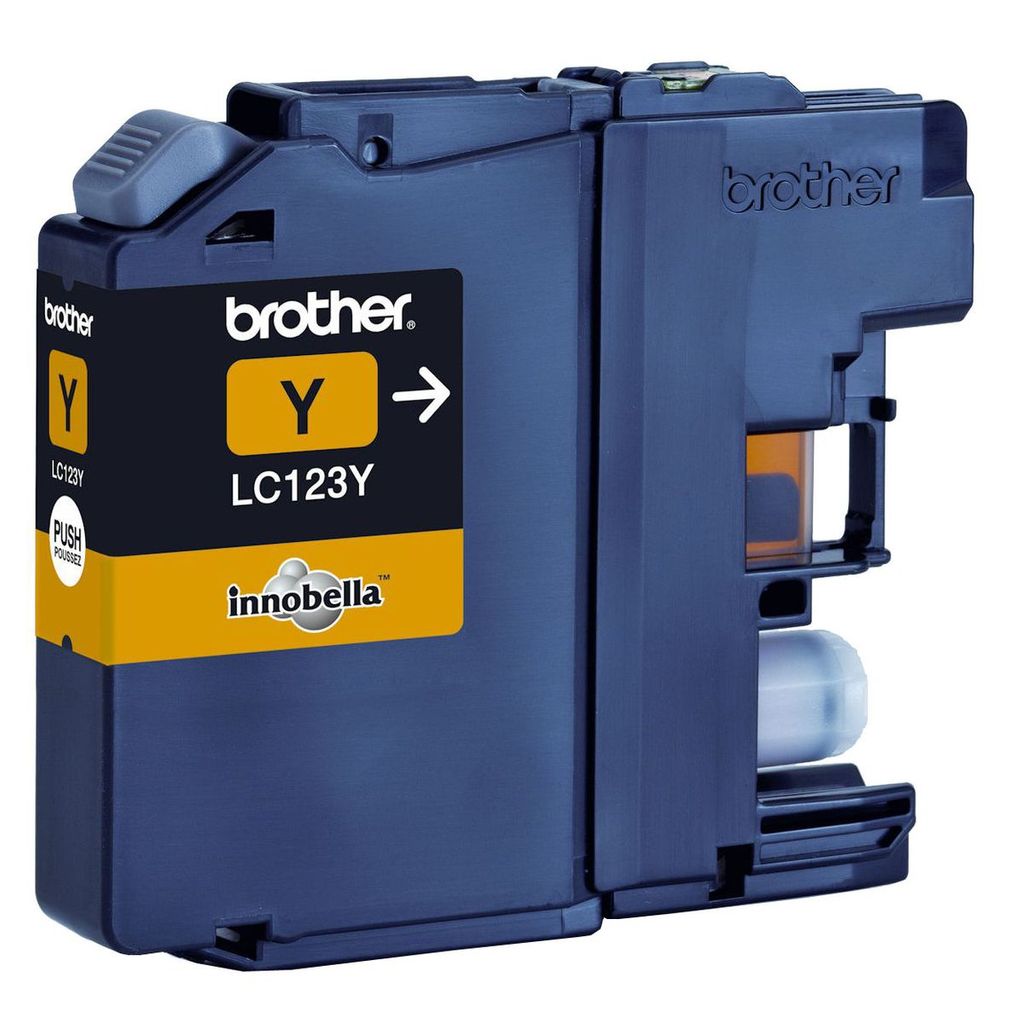 A yellow Brother ink cartridge.
