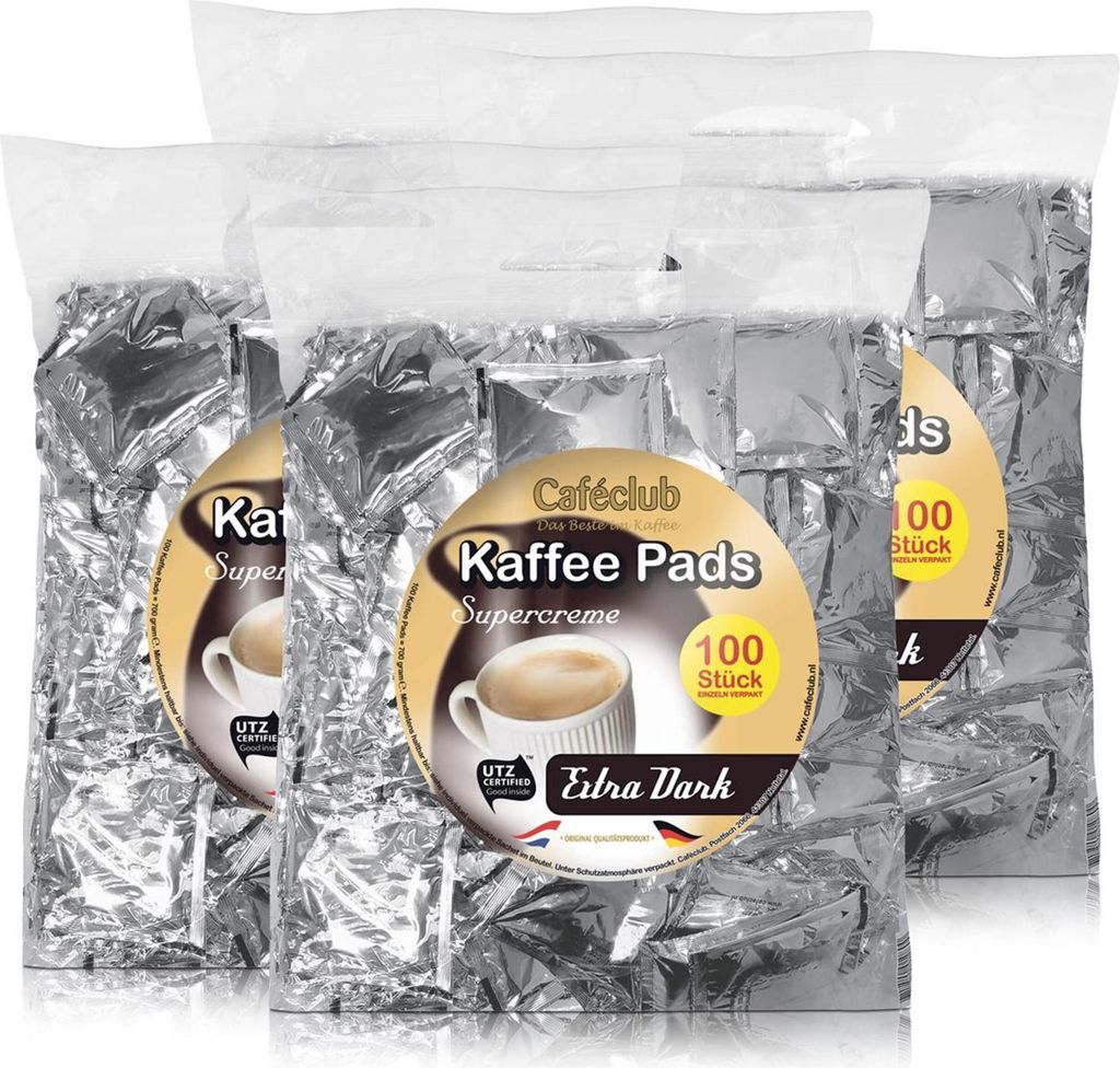 4x Cafeclub Extra Dark Kaffeepads Megabeutel je 100 stk. dunkle Röstung
