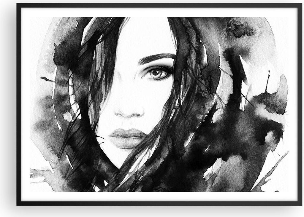 Gerahmtes Poster - Schwarzer Rahmen - Schmuck Dame Kleid Eleganz - 100x70 cm - Wand Bild - Wanddeko - Wandbilder - Wandposter - Bilderrahmen - Bild...