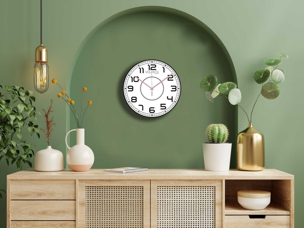 Opviq, 261212 - Syh20Pmb, Dekorative Wanduhr, Schwarz, 100 % KUNSTSTOFF, 30 x 30 cm