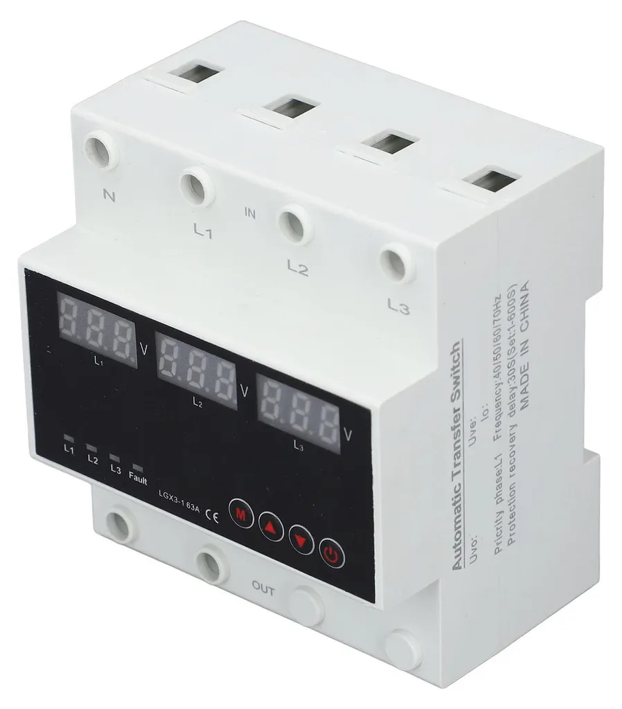 Inverseur de source automatique triphasé sur Rail DIN réglable 220V - 3