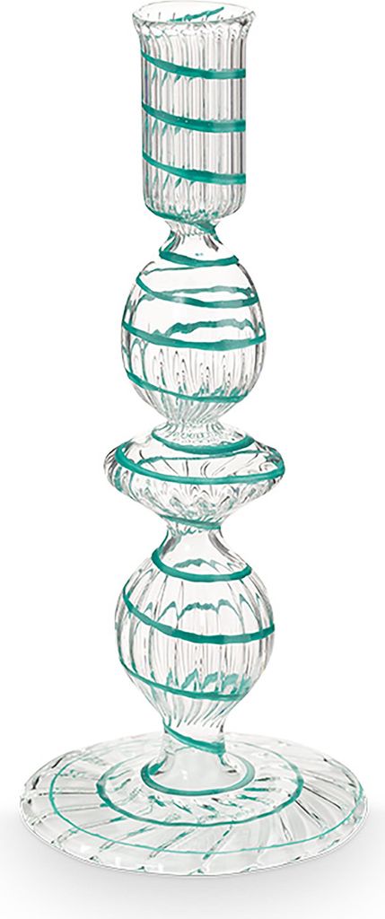 Pip Studio Candle Holder Glass Swirl Light Blue S 20cm