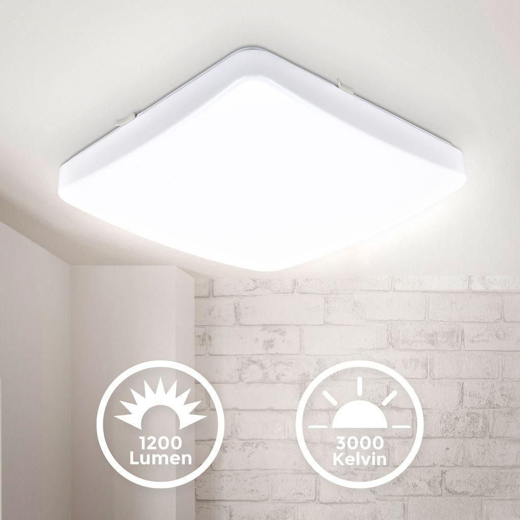 B.K.Licht LED Deckenleuchte Weiß eckig 27x27cm 12W 1200lm Produktbild 