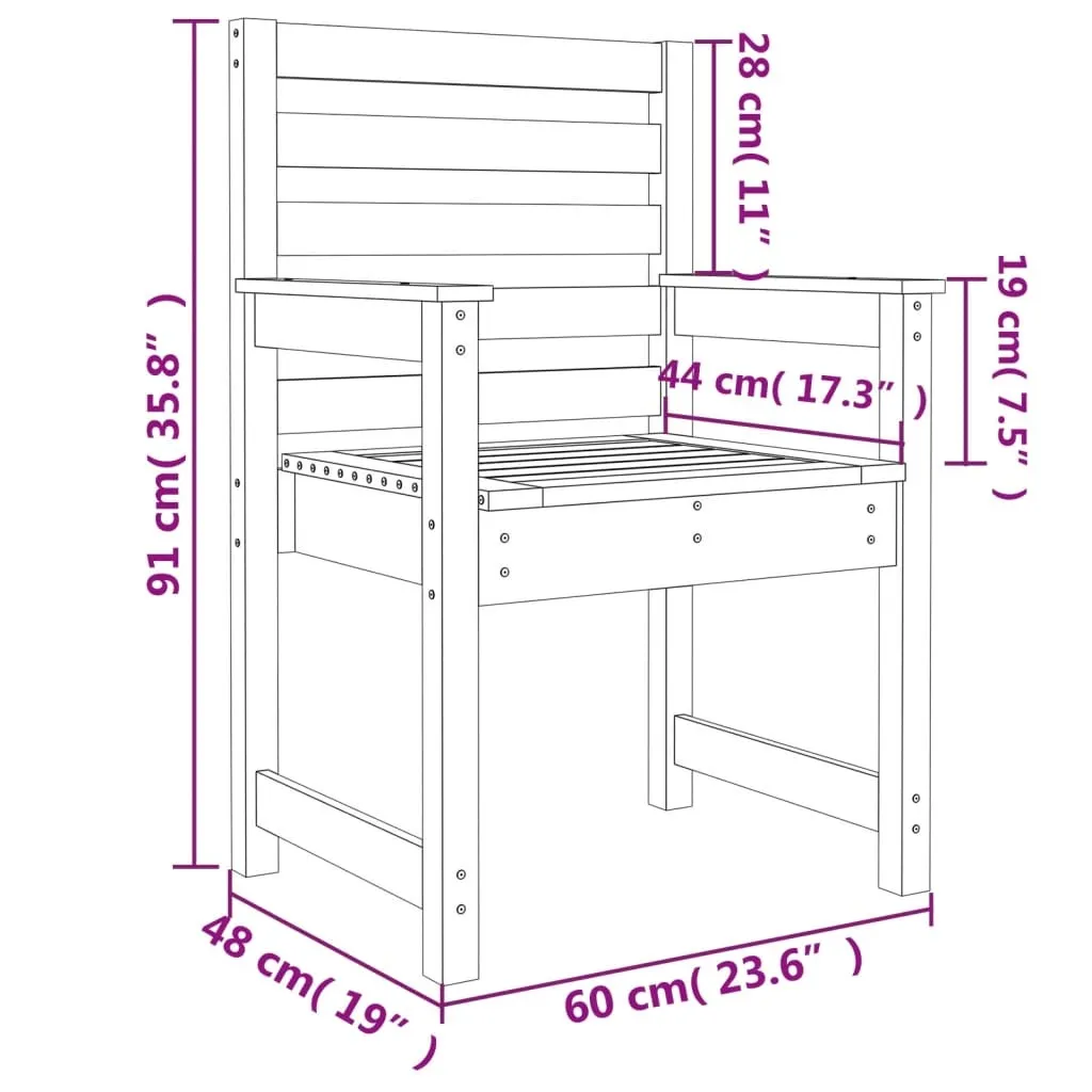 Sedie Giardino Legno Pino Massiccio vidaXL | Set 2 Pezzi 60x48x91 cm - 8