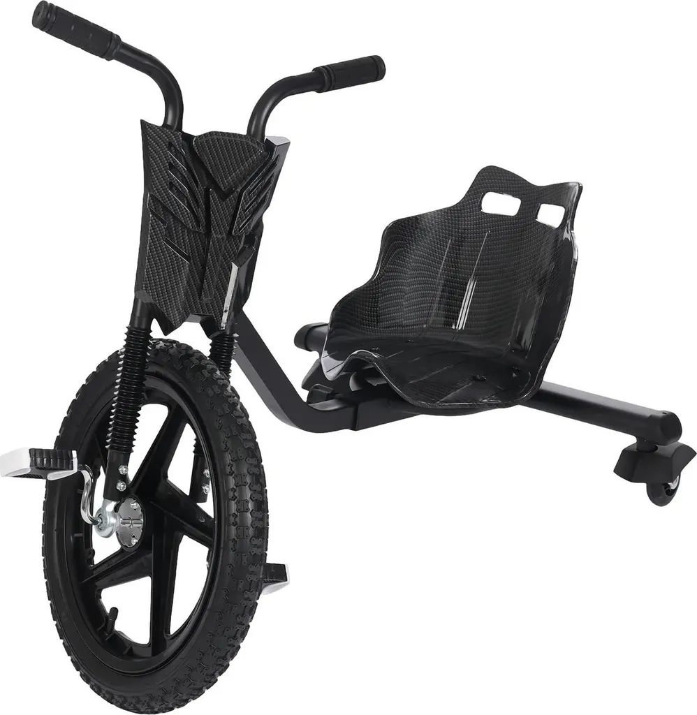 Tricycle Drift Enfant Noir avec Roues Lumineuses et Siège Ajustable 80kg