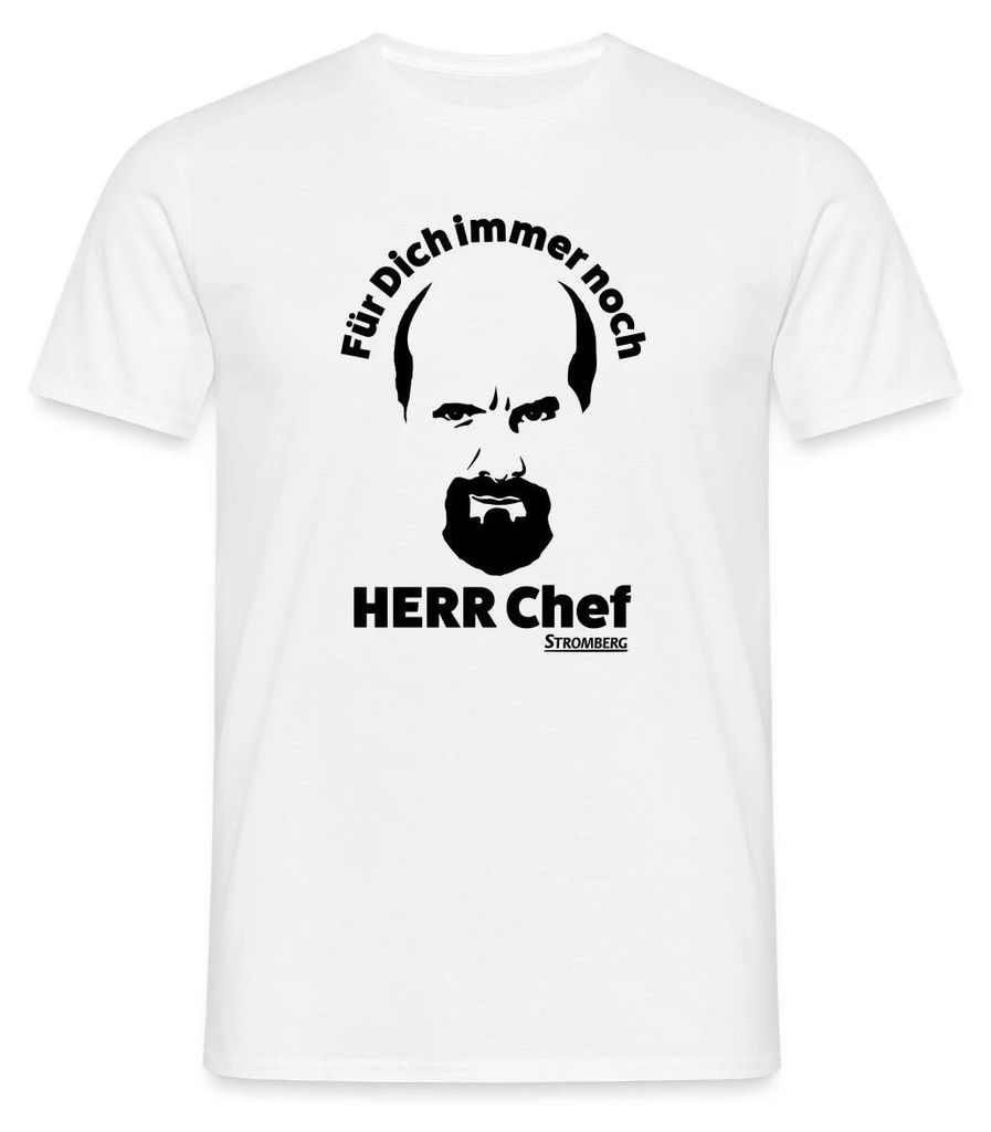 Spreadshirt Stromberg Outline Gesicht Mit Spruch Herr Chef Männer T-Shirt, 4XL, Weiß
