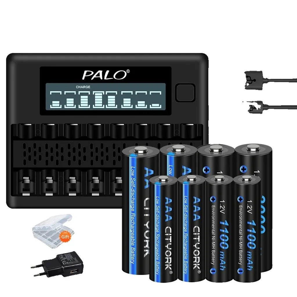 Sistema di Ricarica Intelligente 8 Slot LCD - Design Compatto AA/AAA