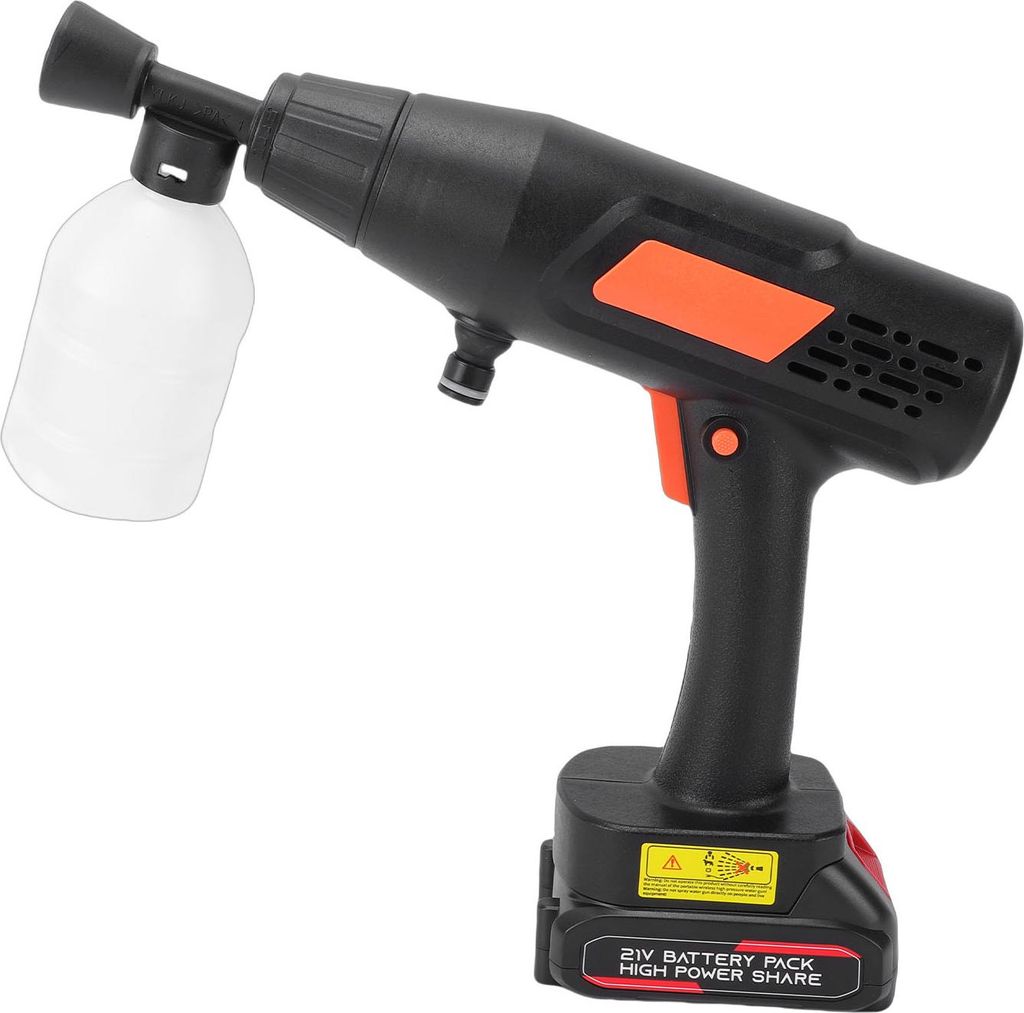 Akku-Hochdruckreiniger 160W 20500RPM 5LPM Akkubetriebener Hochdruckreiniger mit 5m Schlauch und 6-in-1 Düse für die Reinigung von Auto, Boden, Wa...