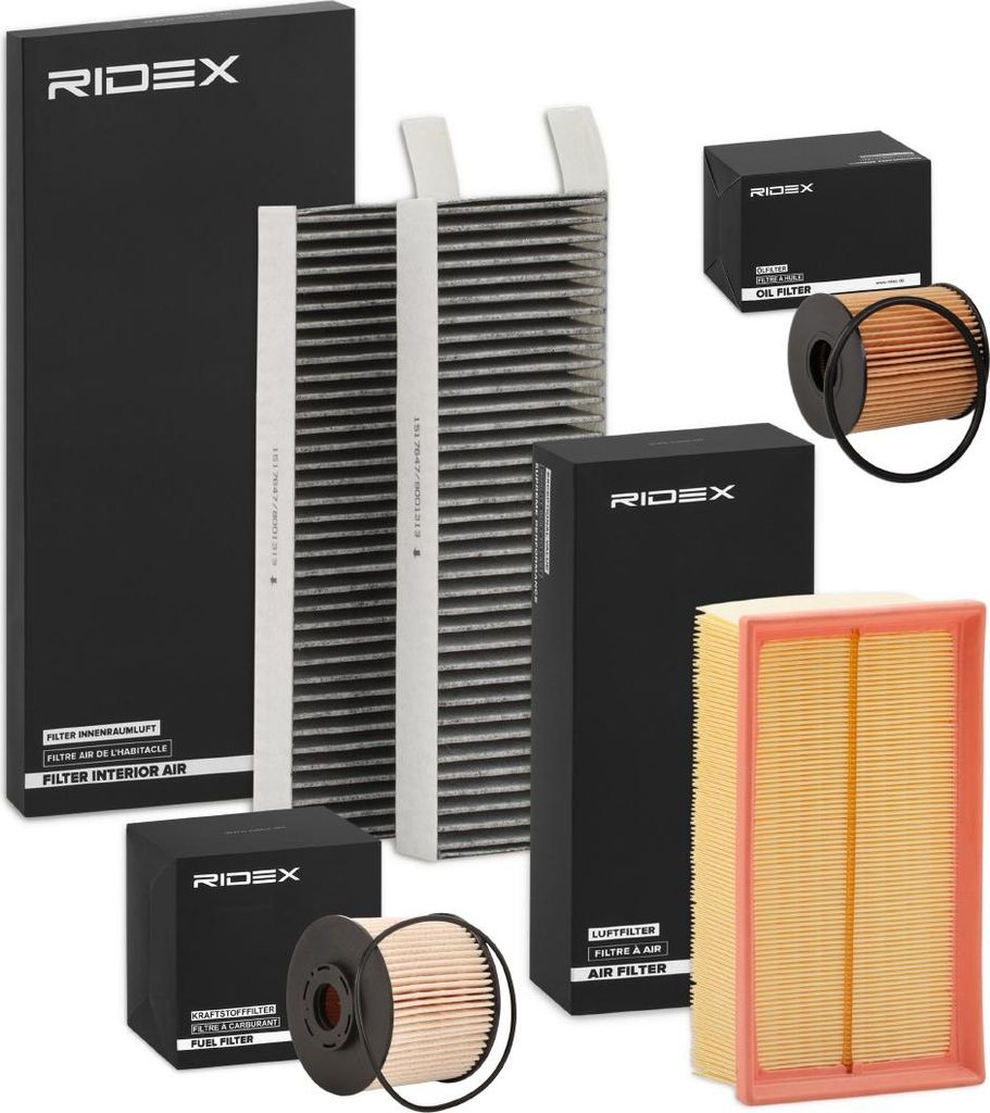 RIDEX Filterset Inspektionspaket Filtersatz passend für PEUGEOT 5008 (0U, 0E) 3008 (0U) 308 I Schrägheck (4A, 4C) 3008 (T8) für CITROËN für DS