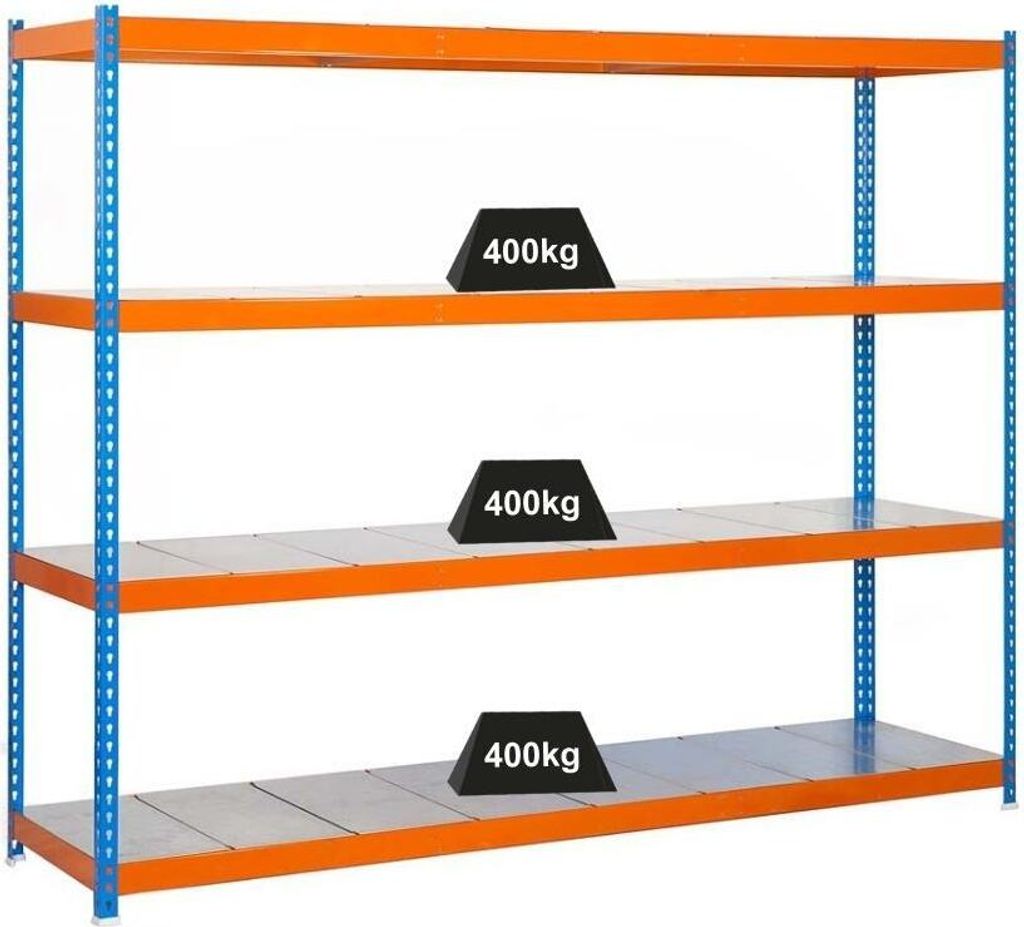 Schwerlastregal BIG METAL YETI FOUR | HxBxT 200x180x75cm | Fachlast 400kg | Blau-Orange