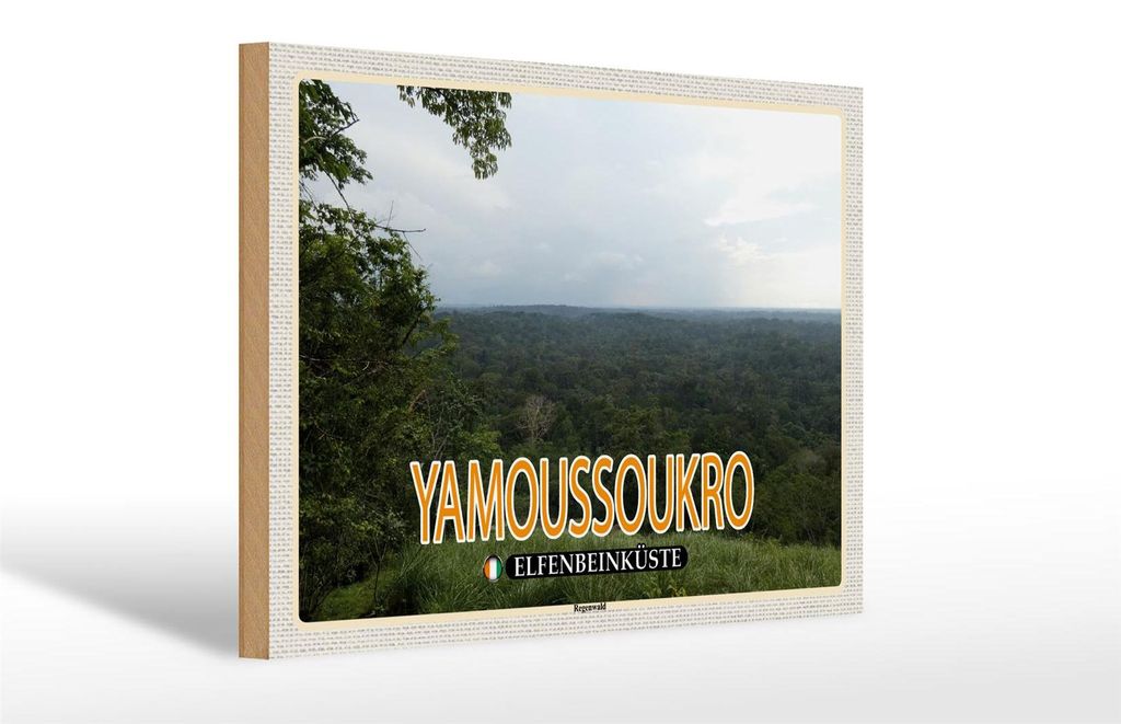 Holzschild Reise 30x20cm Yamoussoukro Elfenbeinküste Regenwald