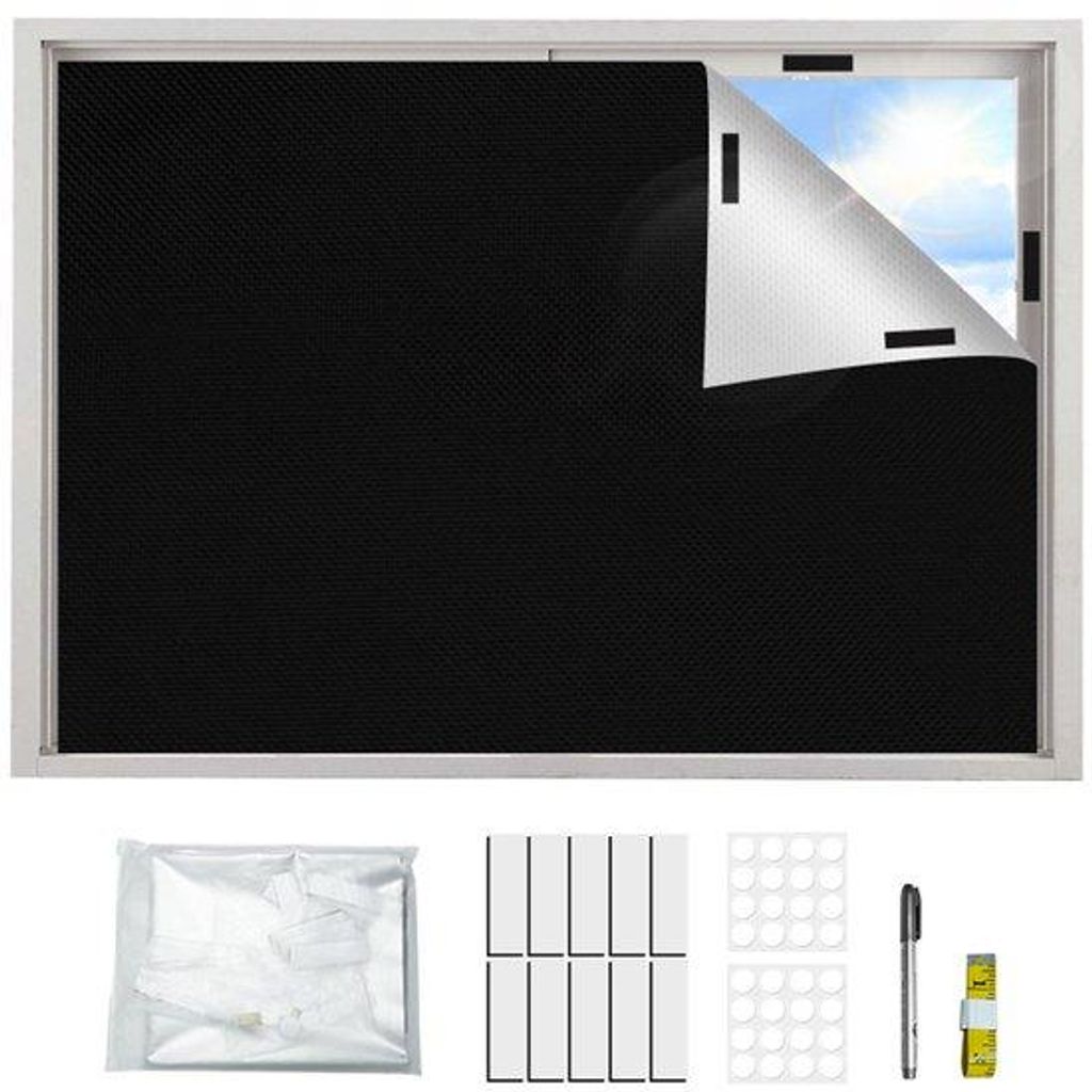 Schwarze Raufolie-Verdunkelung 145 x 300 cm - Selbstklebendes Lichtabweisendes Tuch - Wärme- und Lichtdämpfendes Verdeck - Verwendung bei Schlafz...