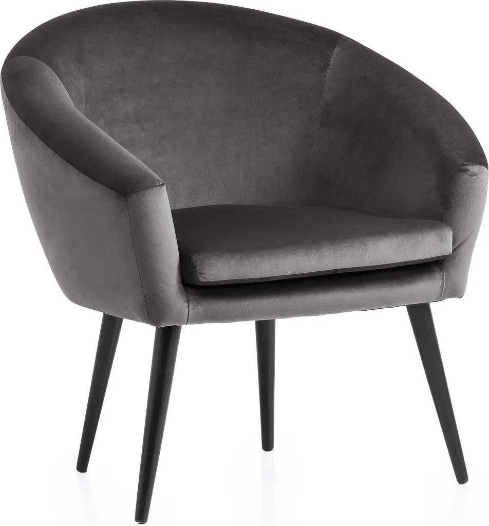 Fauteuil lounge Lutz XDREAM en velours marron foncé - Design vintage