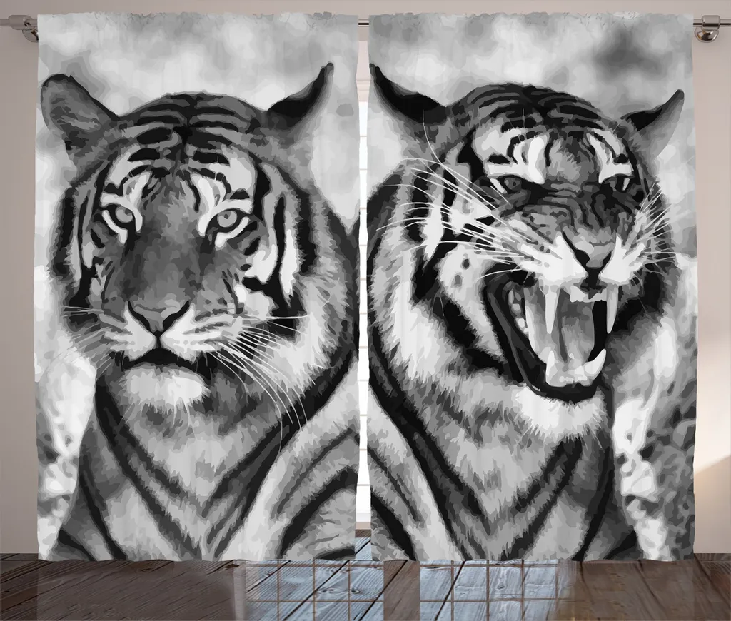 Tende Universali ABAKUHAUS Wild Tiger Grigio e Nero 280 x 245 cm