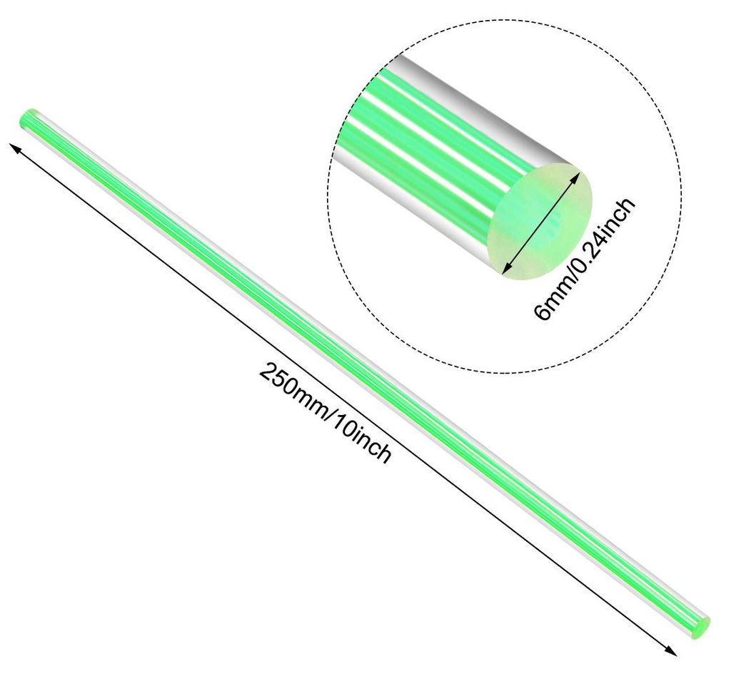 4Stk.6mmx250mm Direkt Grš¹n Linie Solide Acryl Rund Stab PMMA Stab de