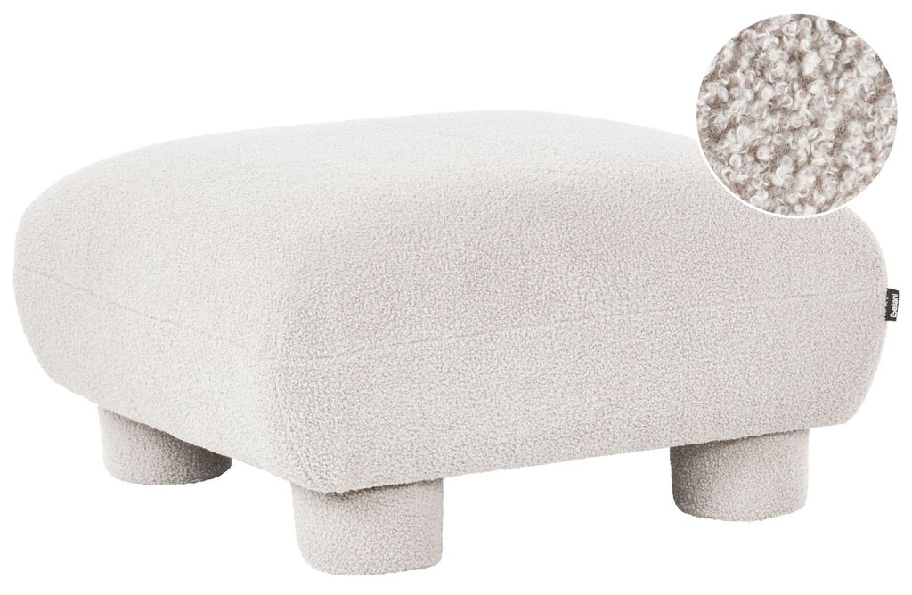 BELIANI Ottomane Cremeweiß Bouclé Teddy-Optik Quadratisch 78x78 cm ohne Lehne mit Niedrigen Beinen Modern Wohnzimmer Fußhocker Hocker Pouf für ...