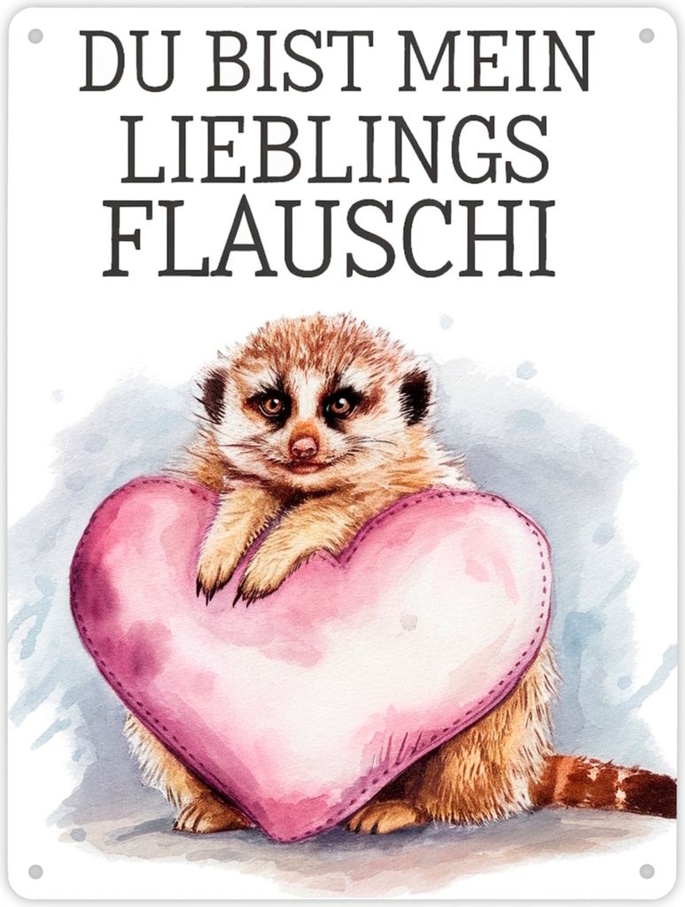 Erdmännchen Lieblings Flauschi Metallschild XL in 21x28 cm