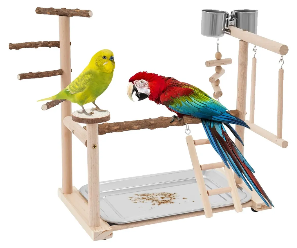 Support d'entraînement perroquet en bois 76 cm pour liberté de mouvement