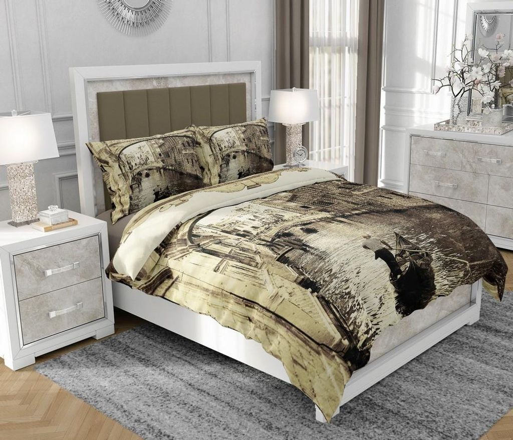 Bettwäsche 200x220 cm + 2x70x80 cm, 3-teilig, 100% Baumwolle, Satin, Reißverschluss, Bunt - SOVIO | So.0275