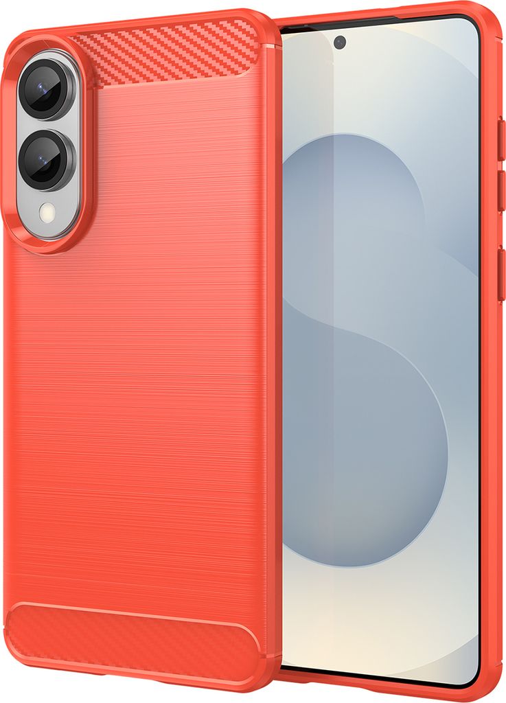 Hülle für Samsung Galaxy S25 Edge Carbon-Faser Weich TPU Silikon Stoßfest Handyhülle Rot
