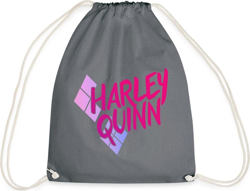 Spreadshirt Harley Quinn Rautenstyle Pink Turnbeutel, One size, Grau