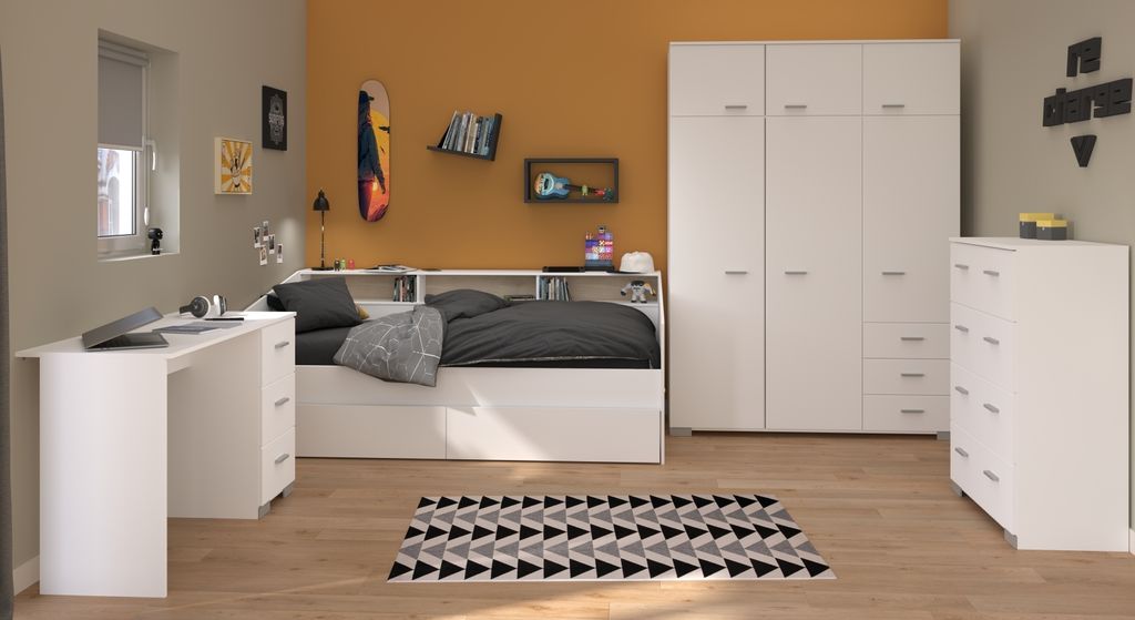 Jugendzimmer-Set >Sleep 40< in Weiß (5-Teilig)