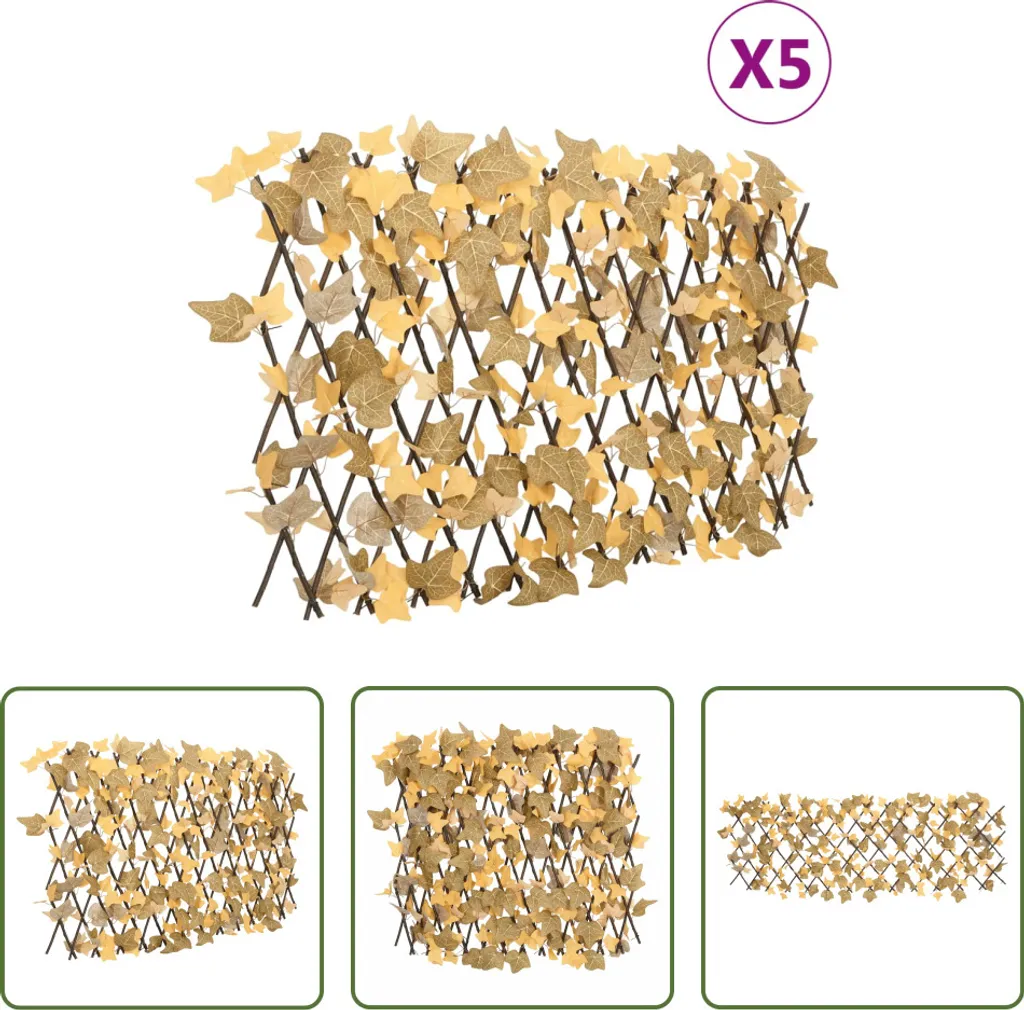 Treillis extensible orange en feuilles d'érable artificielles - Pack de 5