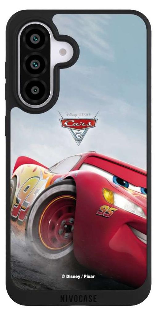NIVOCASE Handyhülle für Samsung Galaxy A56 5G Hülle NIVOpure Case Schwarz Cars Lightning Mcqueen 95 Offizielles Lizenzprodukt