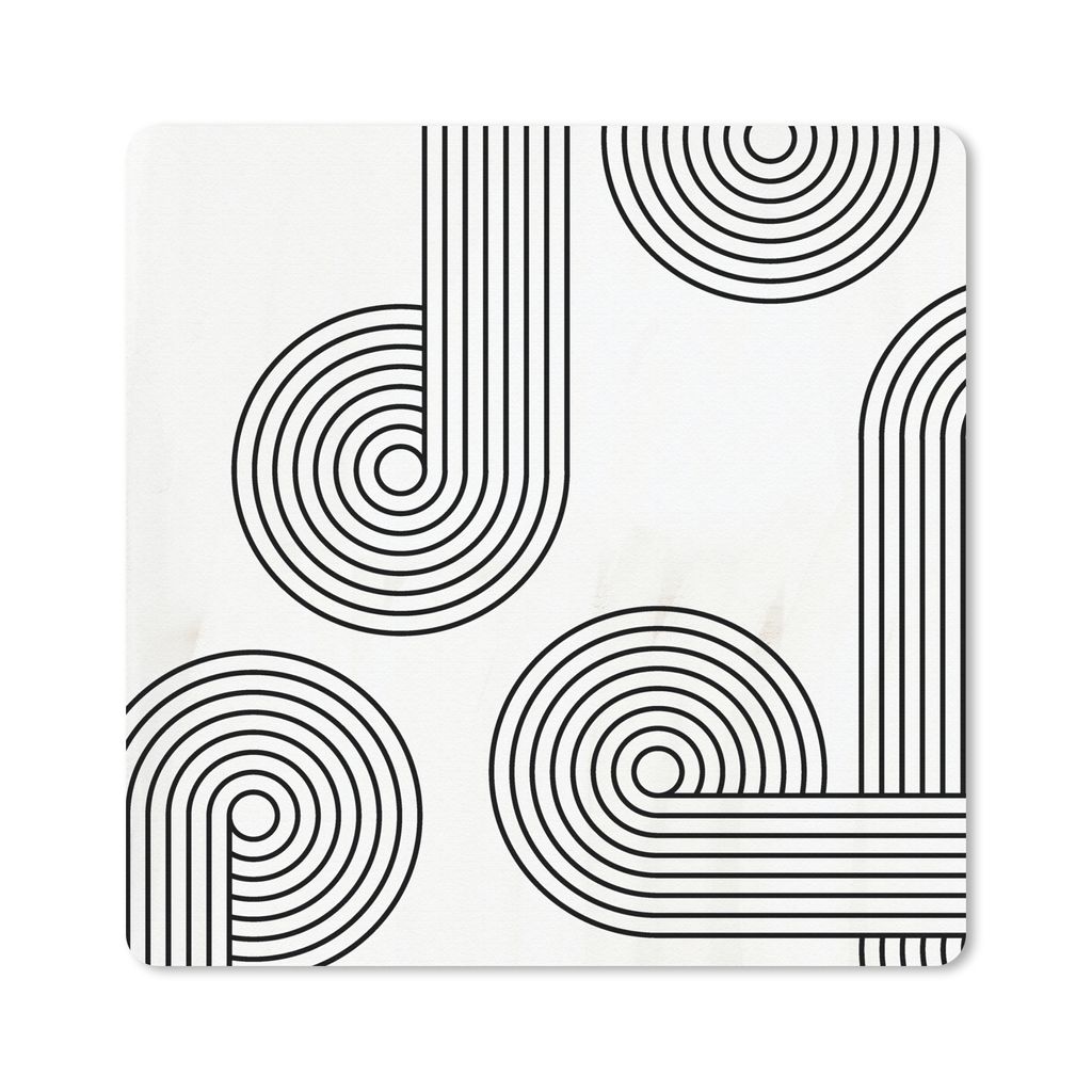 MuchoWow Mauspad Mousepad Abstrakt - Linien - Schwarz - Grau 20x20 cm - Mousepads - Maus Mat - Pad - Mausunterlage - Desk Mat - Bureauartikeln