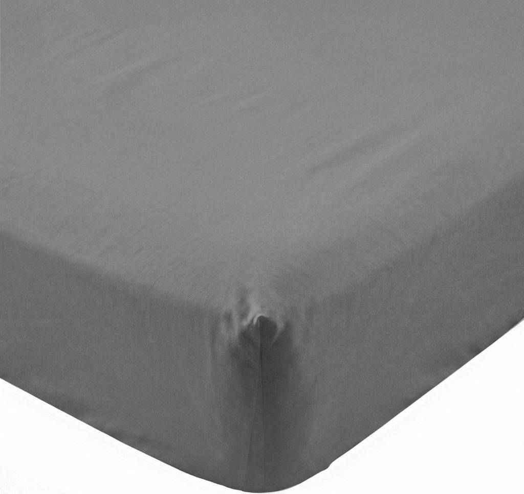 Basic Spannbettlaken Dunkelgrau 160x200x32 cm (Bett 150/160) 100% Baumwolle Hergestellt in Europa