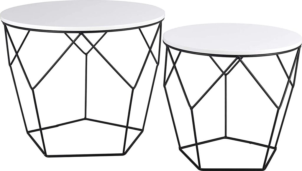Metalltisch mit weißer Platte, 2er Set Produktbild 