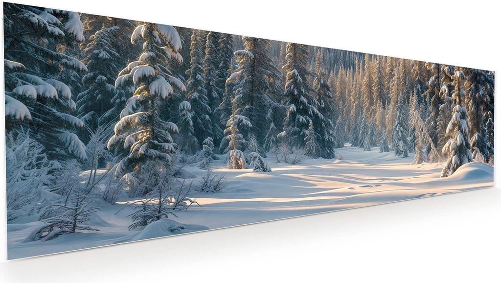 Glasbild 120x40cm in XXL für Wohnzimmer, Schlafzimmer Motiv Winterlandschaft