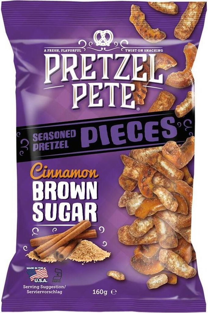Pretzel Pieces Cinnamon Brown Sugar suess knusprig und Produktbild