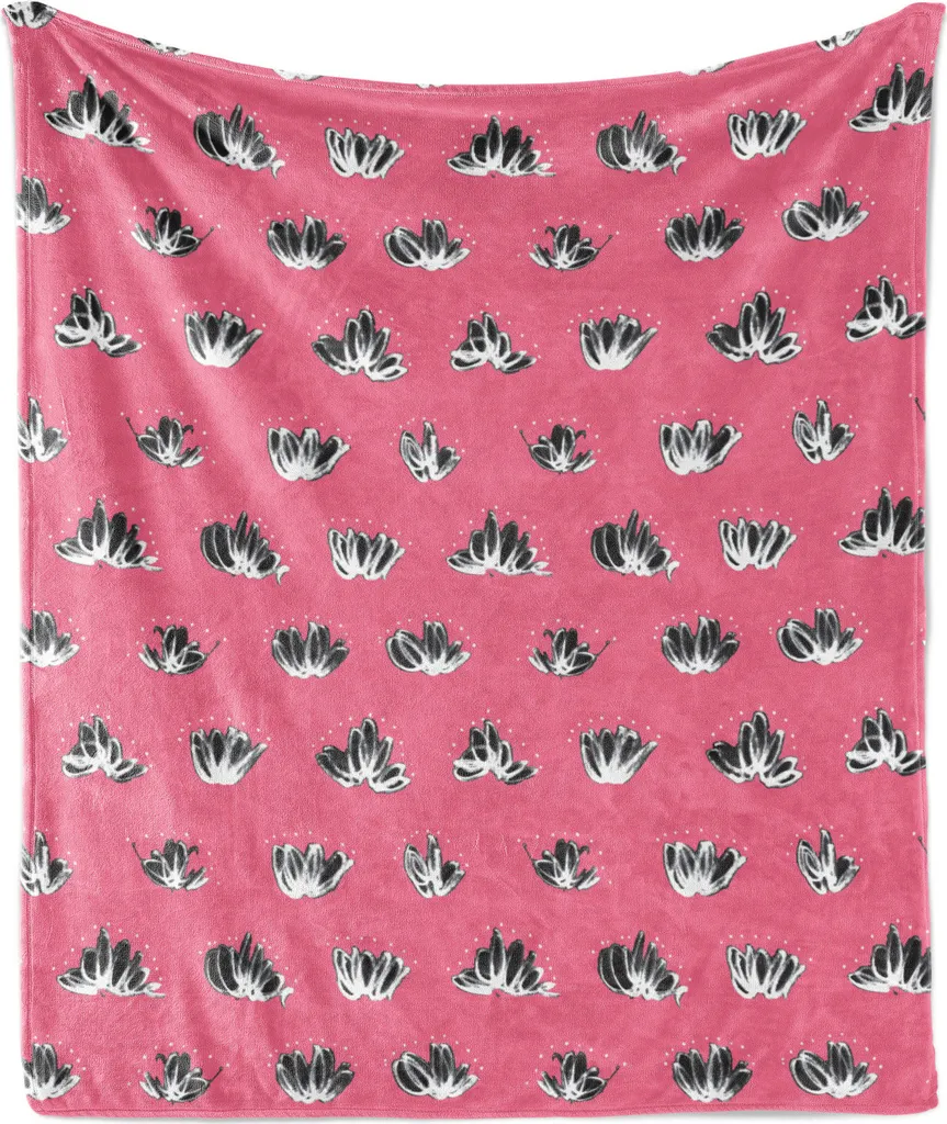 ABAKUHAUS Coperta Pile Flanella 125x175 cm - Plaid Artistico Rosa e Antracite