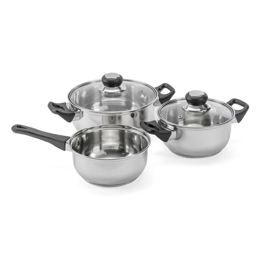 5tlg TOPFSET Kochtopfset Töpfe Induktion Edelstahl mit Glasdeckel Kasserolle SSW