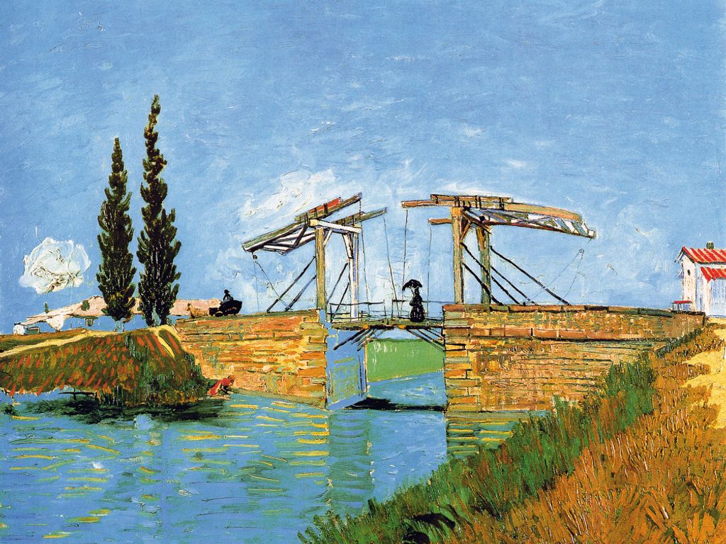 Vincent Van Gogh Kunstdruck Bild - Die Brücke Von Langlois Bei Arles Und Dame Mit Regenschirm, 1888 (60 x 80 cm)