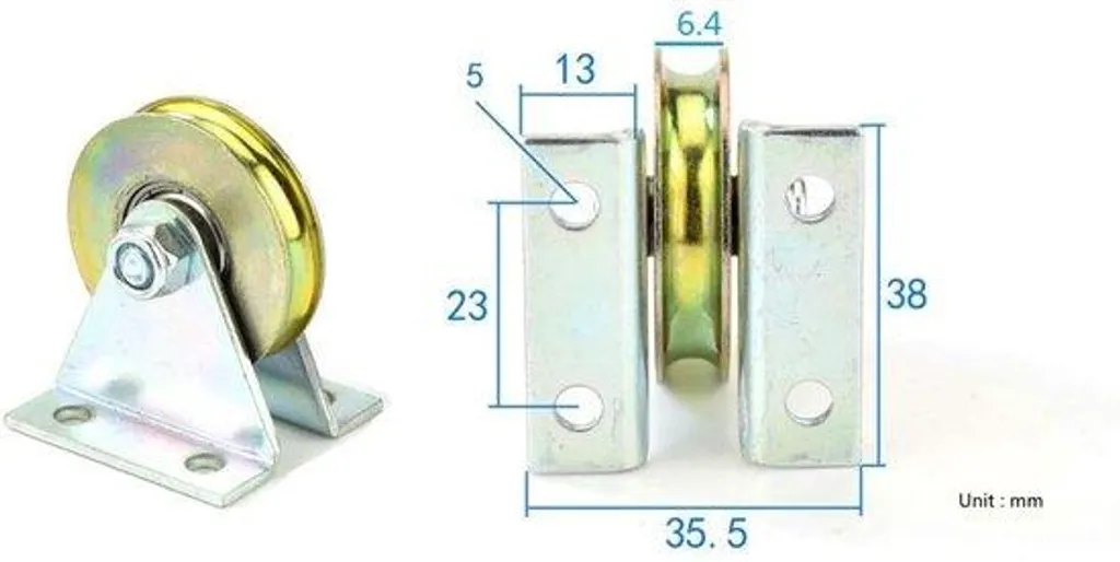Galet de guidage en acier 38 mm pour rail de porte coulissante 100kg