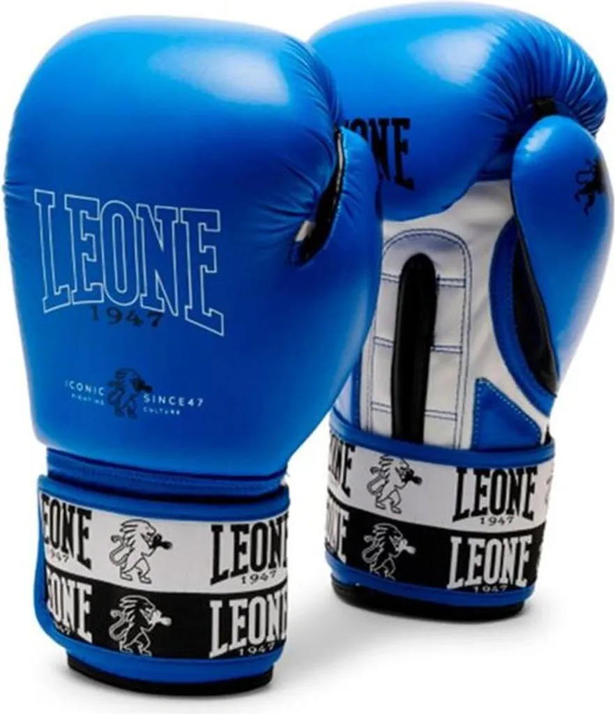 Gant de boxe Leone 1947 GN208-02 Bleu en cuir de buffle résistant