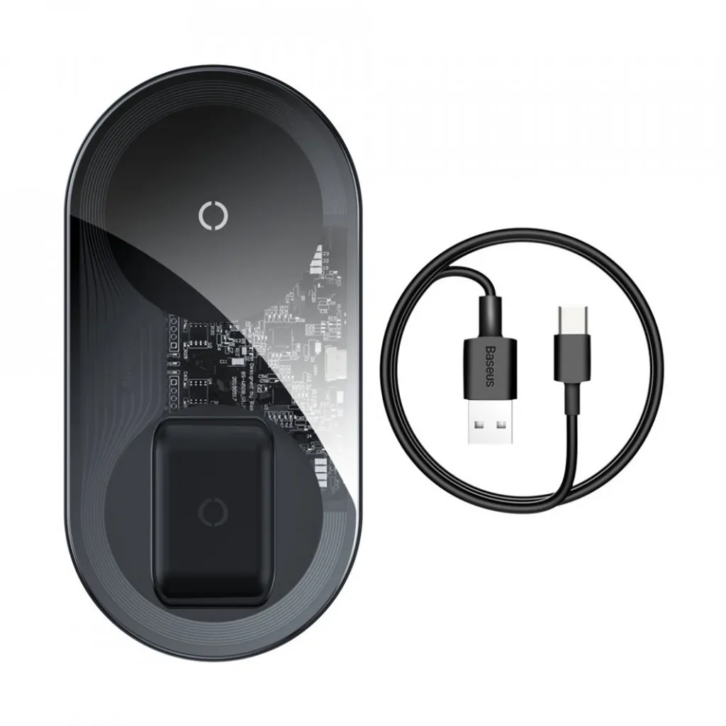 Chargeur Sans Fil Double Station Induction Baseus pour Mobile et Écouteurs
