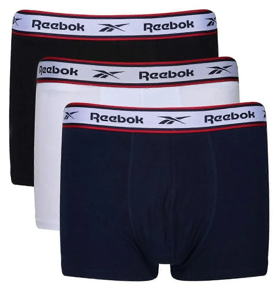 Reebok Barlow Maillot de Bain Homme Lot de 3 Noir Blanc Marine LT4927 S