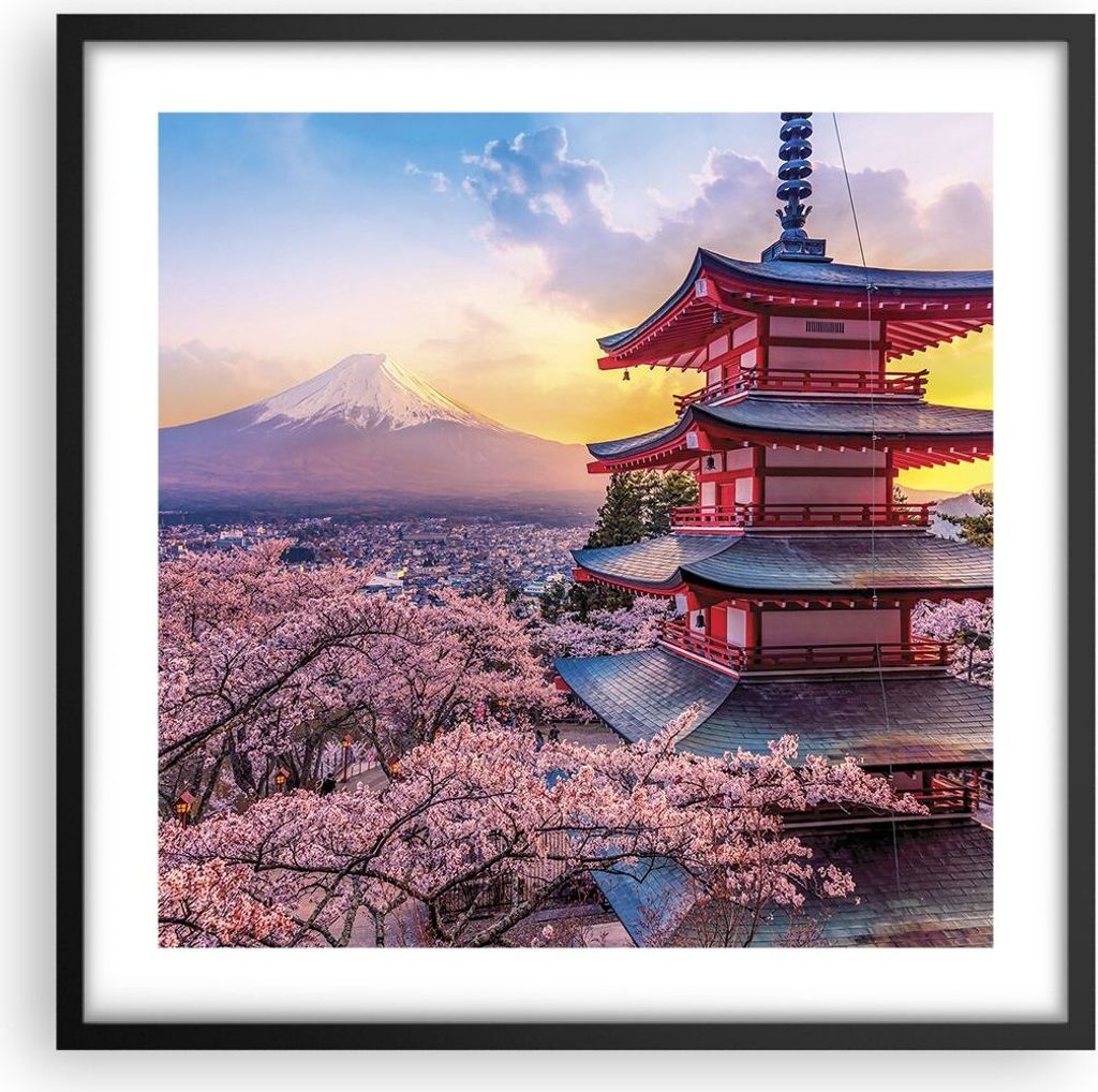 Gerahmtes Poster - Schwarzer Rahmen - Fuji Choreito Pagode Produktbild 