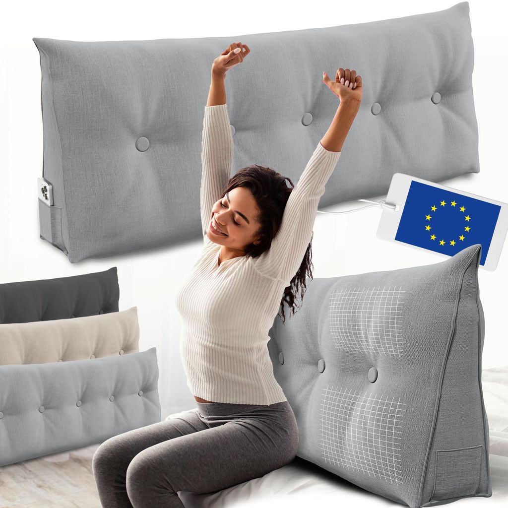 ELONEO Coussin dorsal 140 cm de large, coussin en forme de Image du produit 
