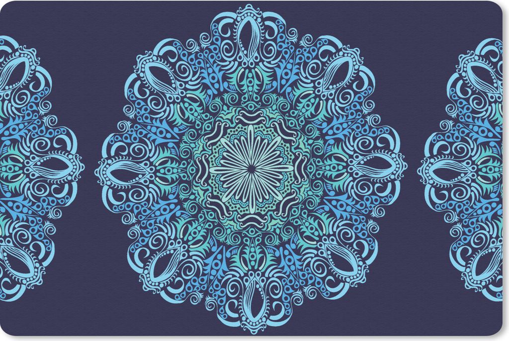 MuchoWow Mauspad Mousepad Mandala - Blau - Muster 27x18 cm - Mousepads - Maus Mat - Pad - Mausunterlage - Büroartikel - Desk Matten