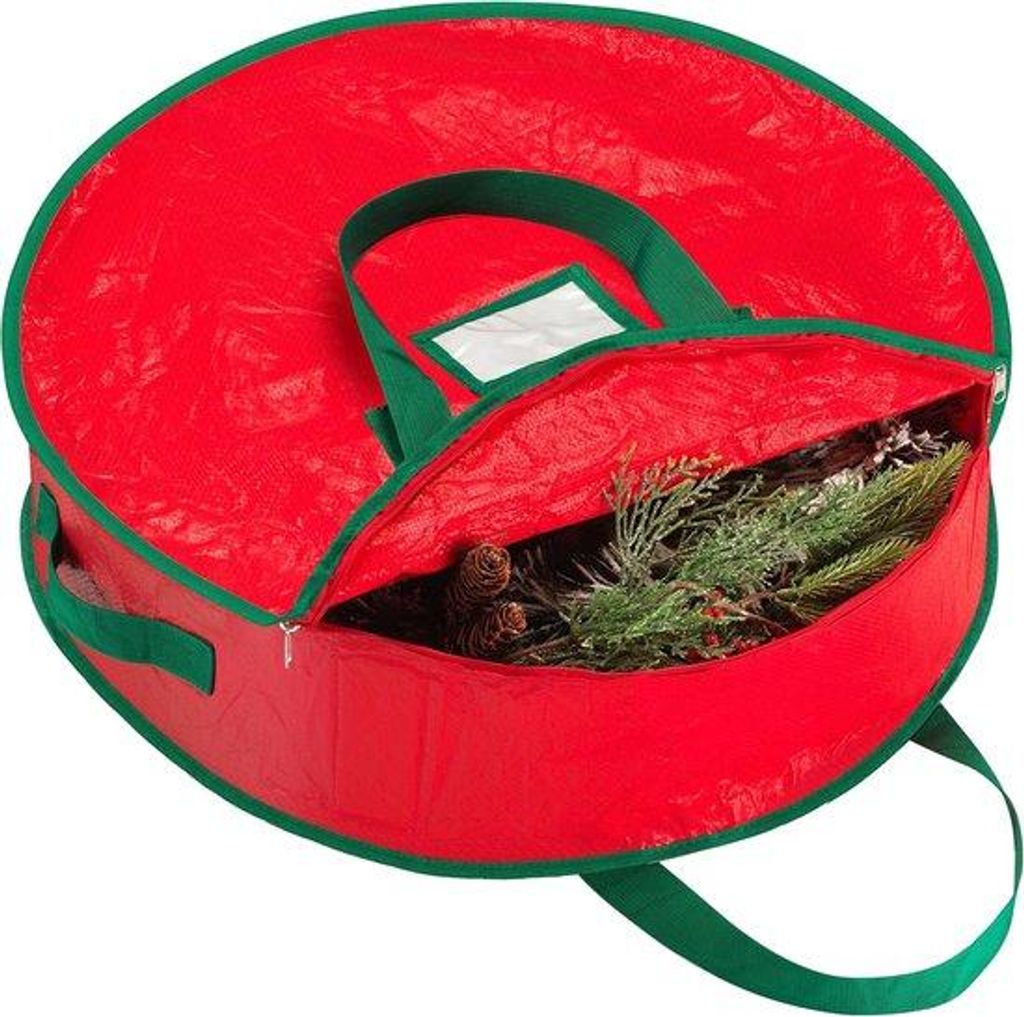 Opbergtas für Kerzen und Dekorationen - 30 Zoll - Roter Opbergtas mit Rits - Schutz für Kerzen und Weihnachtsdekorationen
