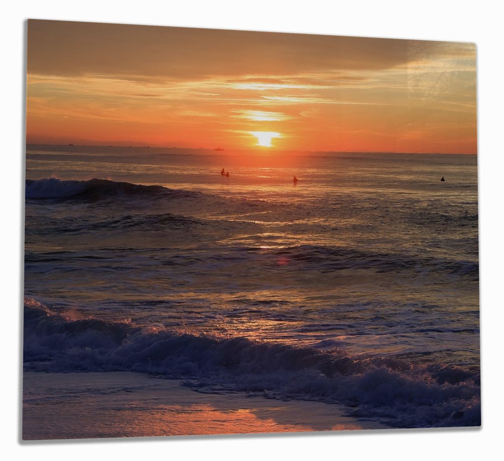 Wallario Herdabdeckplatte aus Glas, Größe 60 x 52 cm 1-teilig, Motiv Sonne über dem Meer