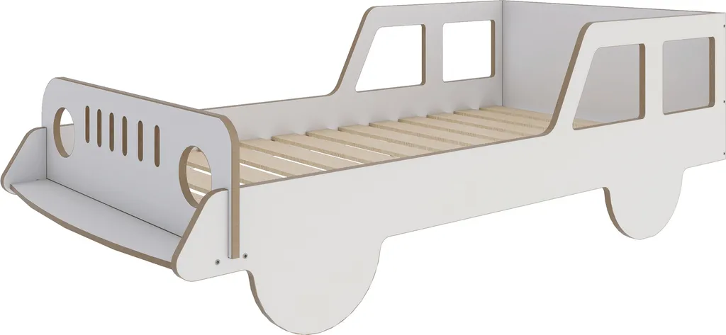 Lit voiture Jeep pour enfant 70x140 cm Blanc - Lit cabane thématique