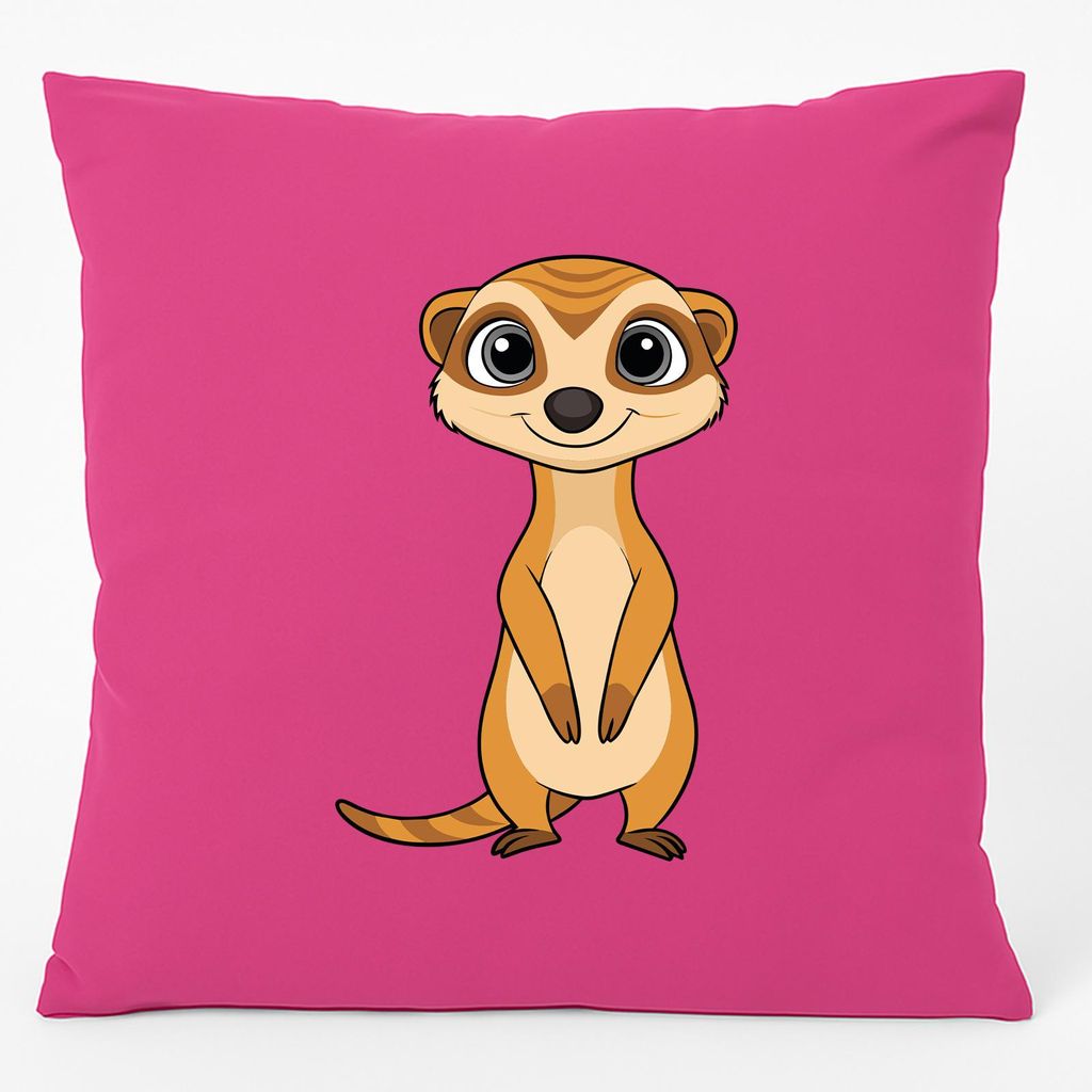 Huuraa Kissen Erdmännchen Comic 40x40cm mit Füllung Fuchsia Baumwolle Dekokissen Geschenkidee